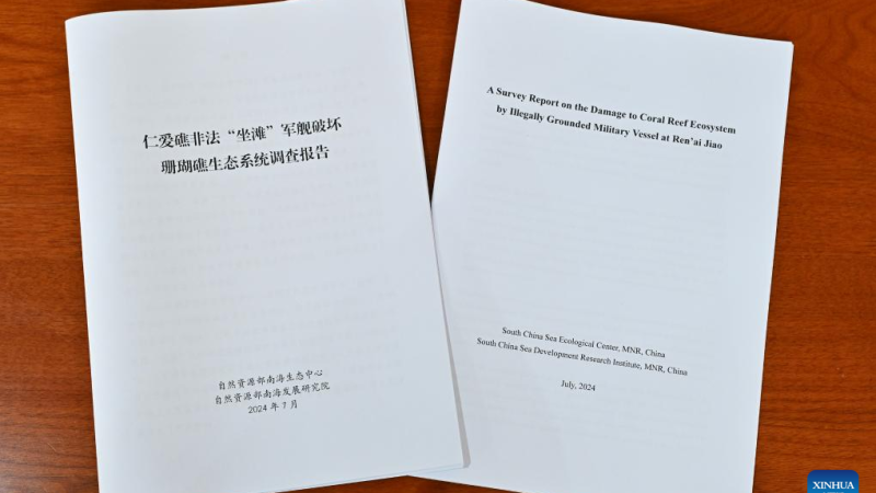 Navio militar filipino ilegalmente encalhado danifica ecossistema em Ren’ai Jiao, diz relatório