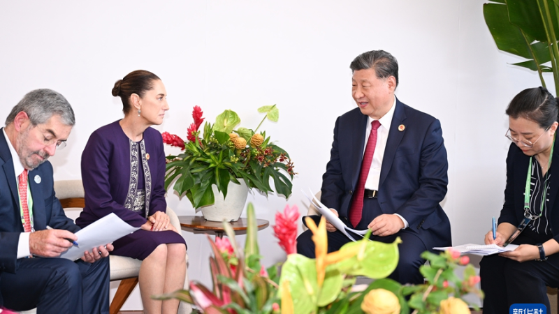 Xi Jinping se reúne com presidente mexicana na cúpula do G20 no Rio de Janeiro