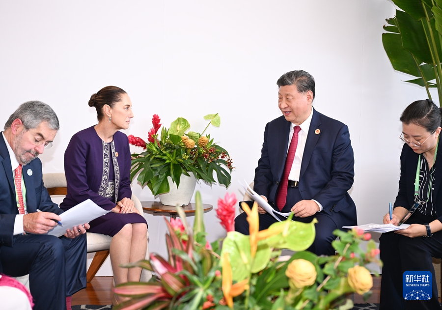 Xi Jinping se reúne com presidente mexicana na cúpula do G20 no Rio de Janeiro