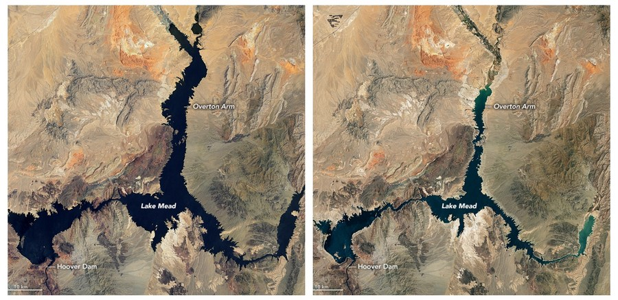 Fotos da NASA mostram piora de seca extrema no oeste dos EUA