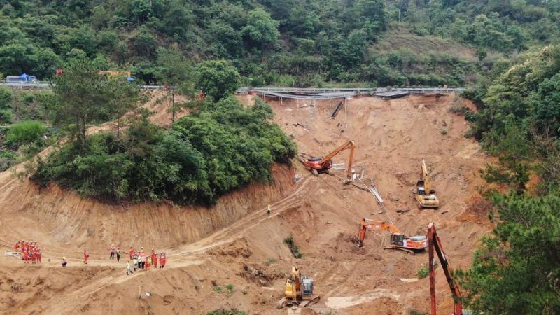 Sobe para 48 número de mortos após desmoronamento rodoviário em Guangdong, no sul da China