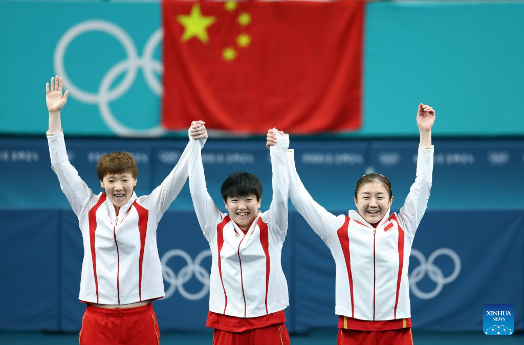 China defende título olímpico no tênis de mesa por equipes feminino em Paris 2024