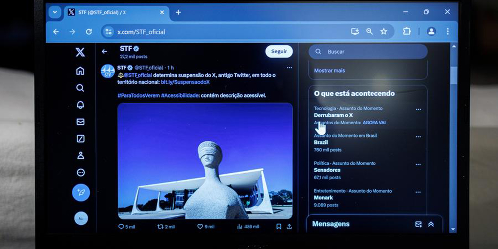 Plenário do Supremo Tribunal Federal do Brasil analisará suspensão da rede social X no país