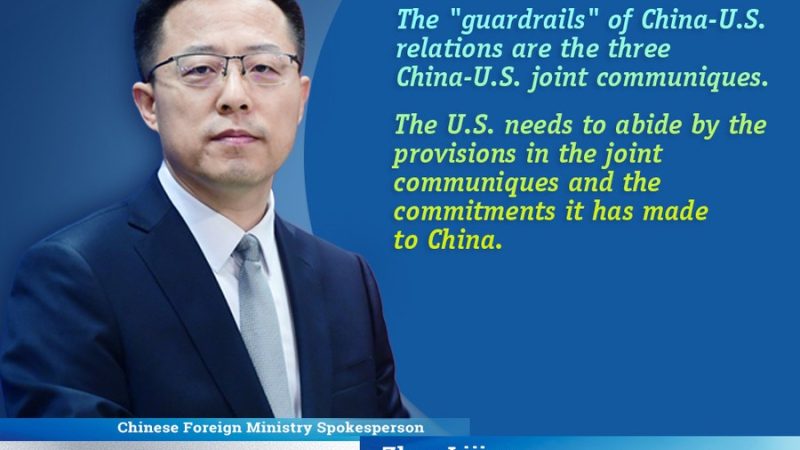 “Guardrails” para relações China-EUA são três comunicados conjuntos, diz porta-voz da chancelaria