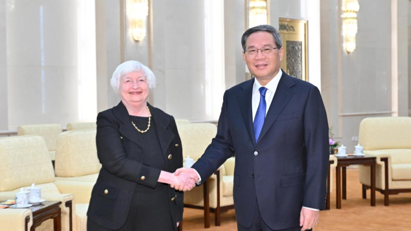 Premiê chinês reúne-se com secretária do Tesouro norte-americana